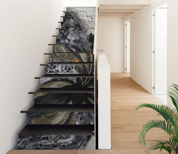 3D Black Ink Flower 2141 Skromova Marina Stair Risers