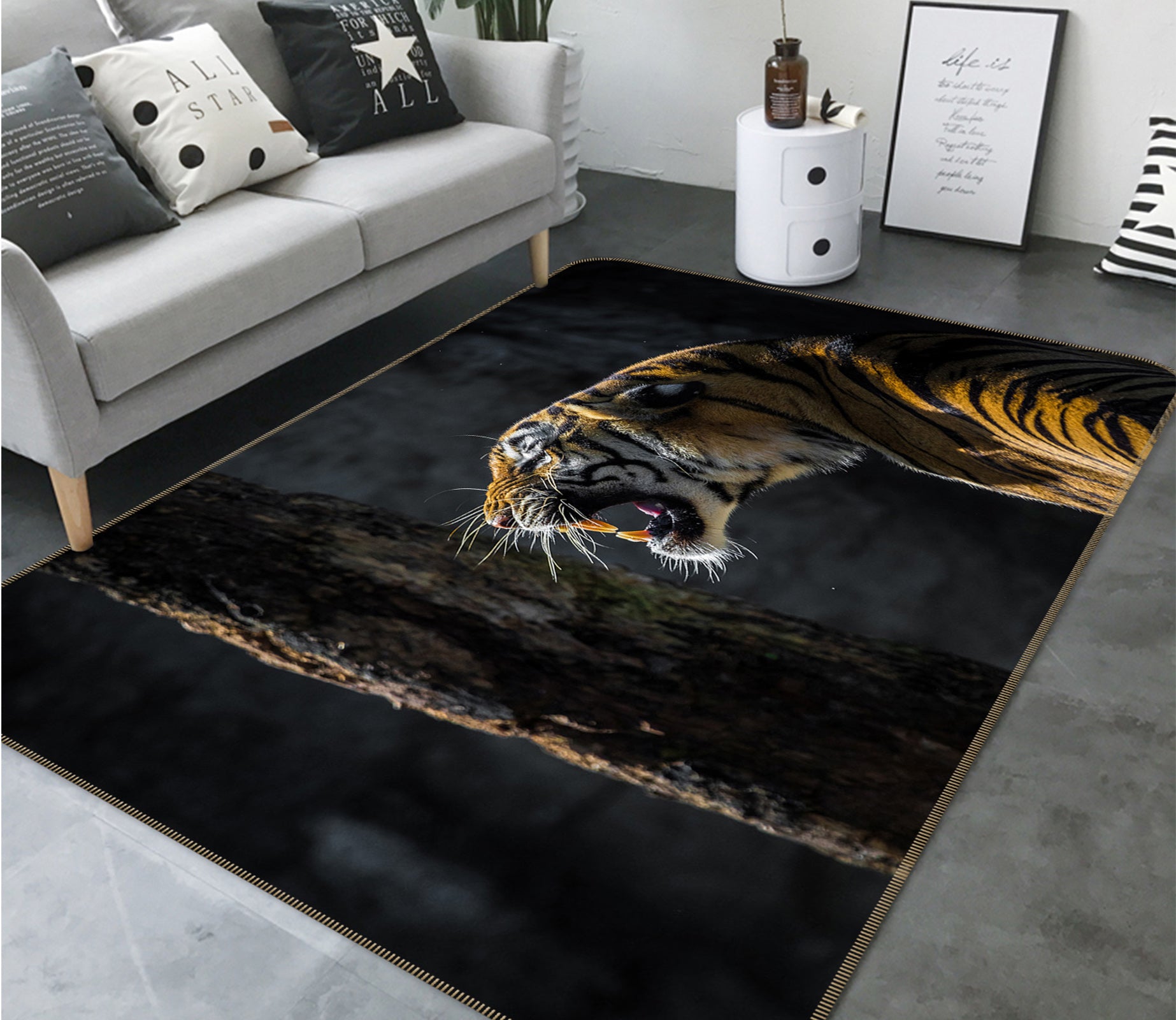 3D Trees Tiger 82164 Animal Non Slip Rug Mat
