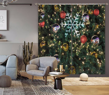 3D Tree Snowflake 52079 Christmas Curtains Drapes Xmas