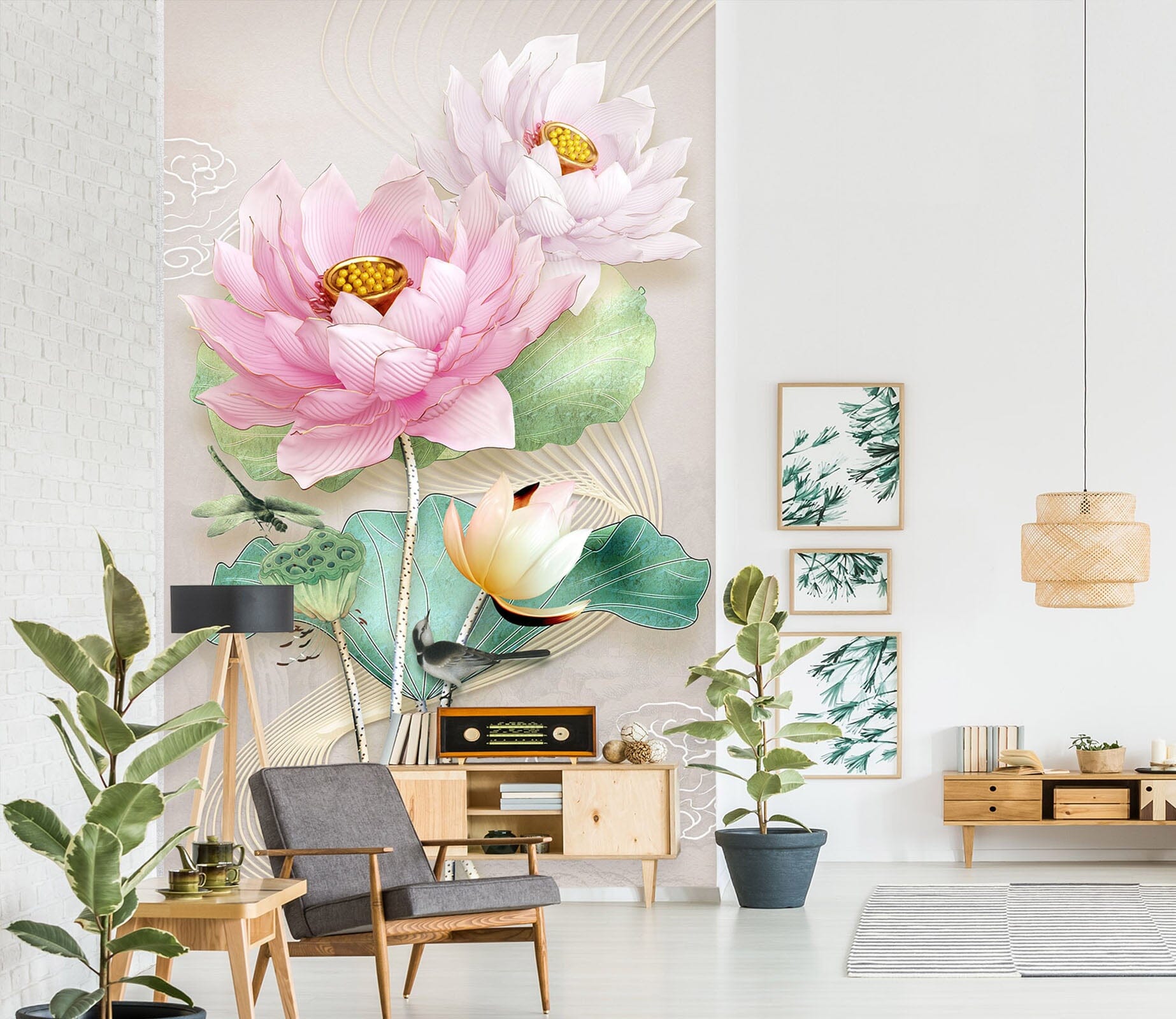 3D Lotus Bloom 1857 Wall Murals Wallpaper AJ Wallpaper 2 