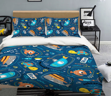 3D Submarine Fish Turtle 61126 Bed Pillowcases Quilt