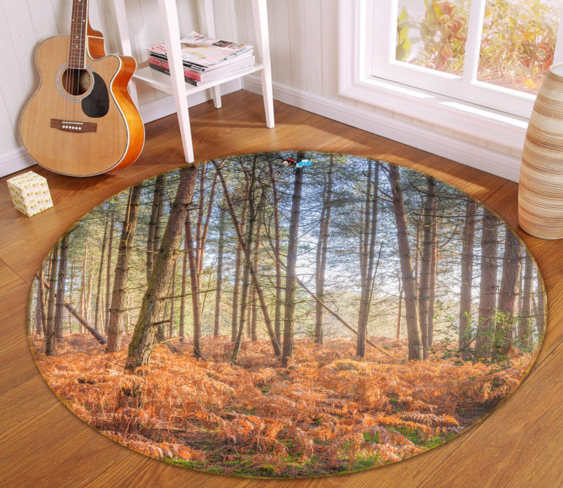 3D Yellow Grass 7372 Assaf Frank Rug Round Non Slip Rug Mat