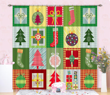 3D Sock Tree 52073 Christmas Curtains Drapes Xmas