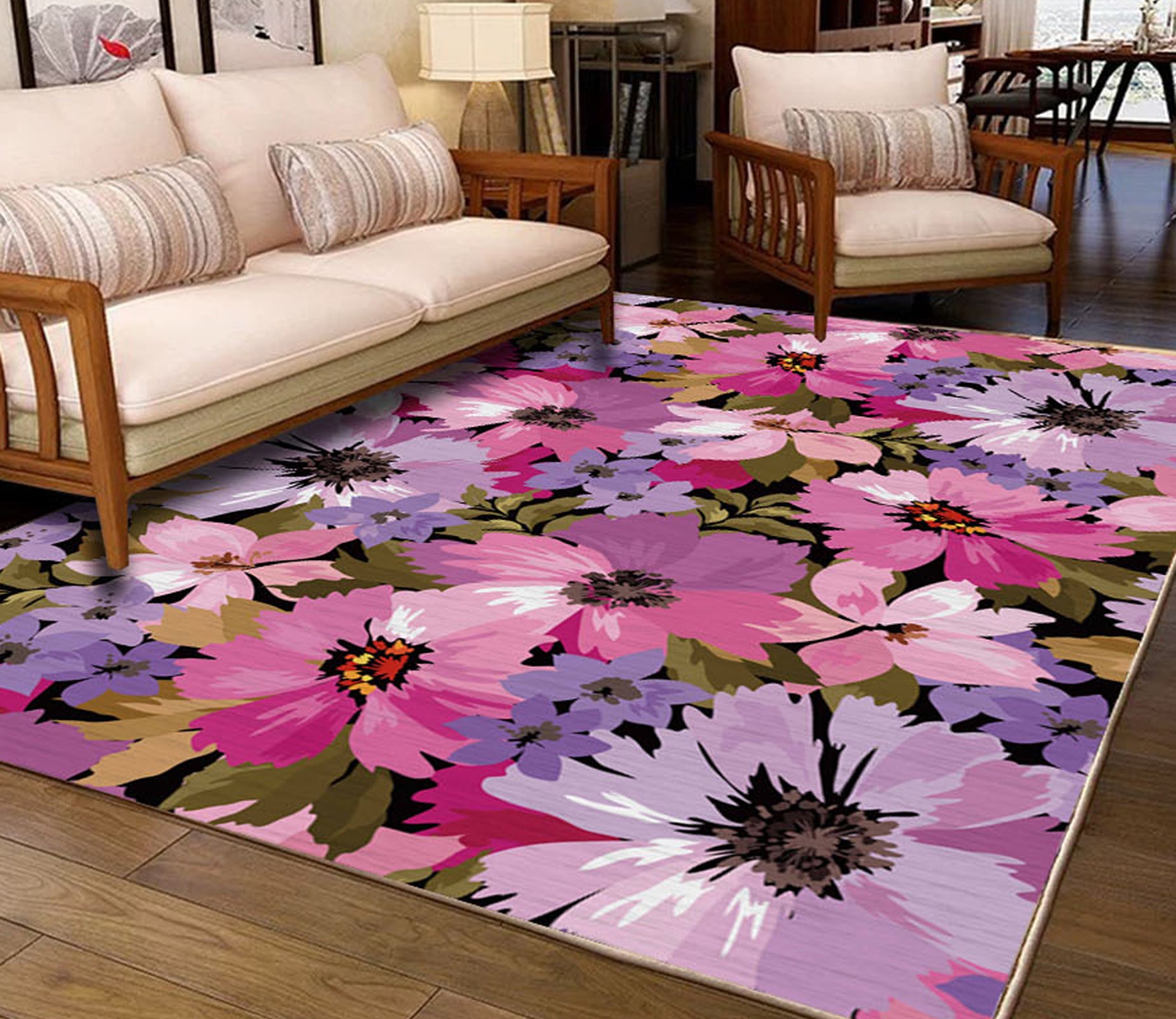 3D Flower Cluster WG519 Non Slip Rug Mat Mat AJ Creativity Home 