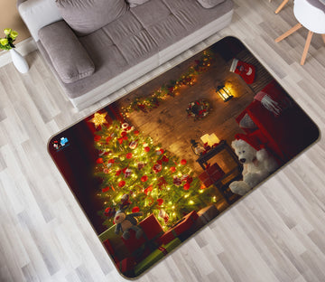 3D Tree Bear Doll 55075 Christmas Non Slip Rug Mat Xmas