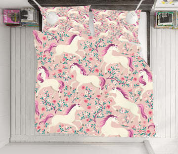 3D Flower Branch Purple Fur Unicorn 61046 Bed Pillowcases Quilt