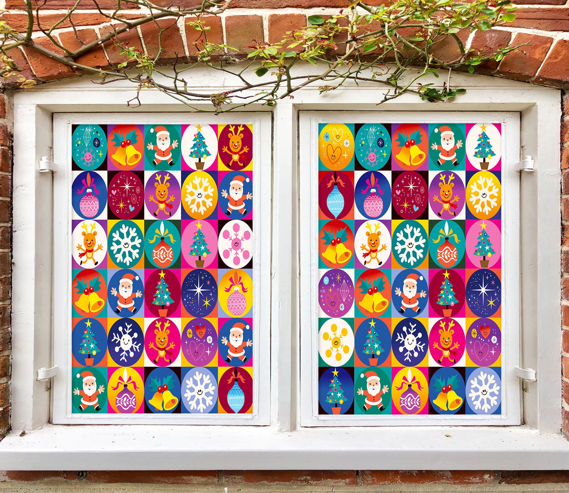 3D Color Christmas Pattern 42183 Christmas Window Film Print Sticker Cling Stained Glass Xmas