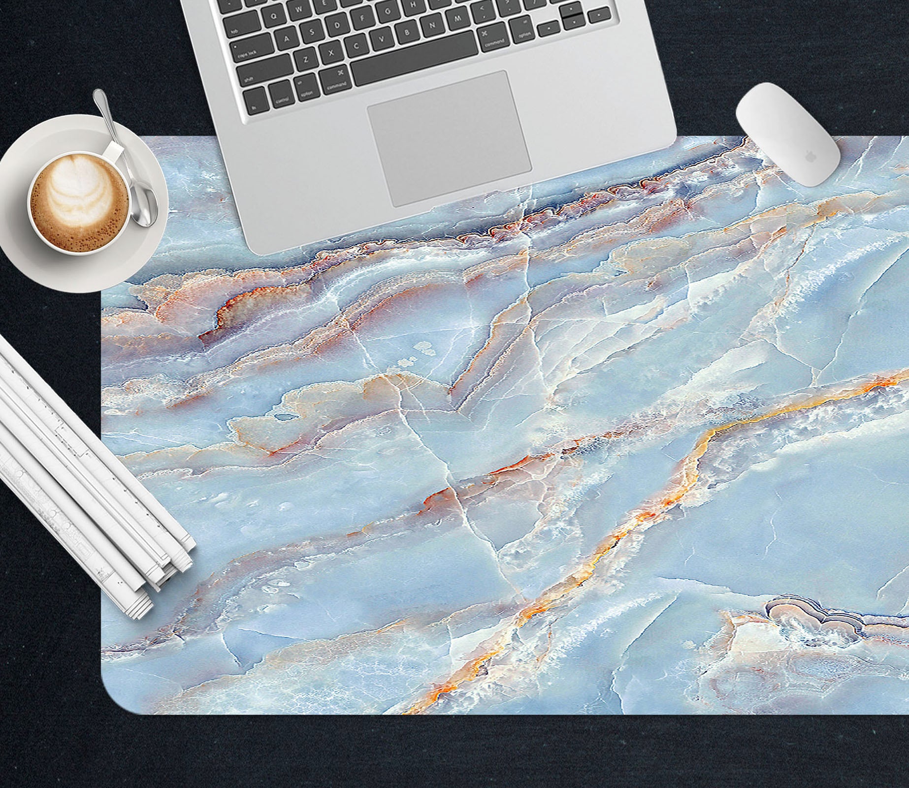 3D Light Blue Marble 17198 Desk Mat