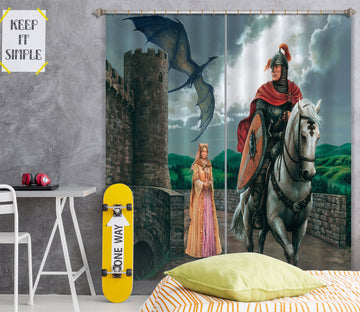 3D Knight Princess 7182 Ciruelo Curtain Curtains Drapes
