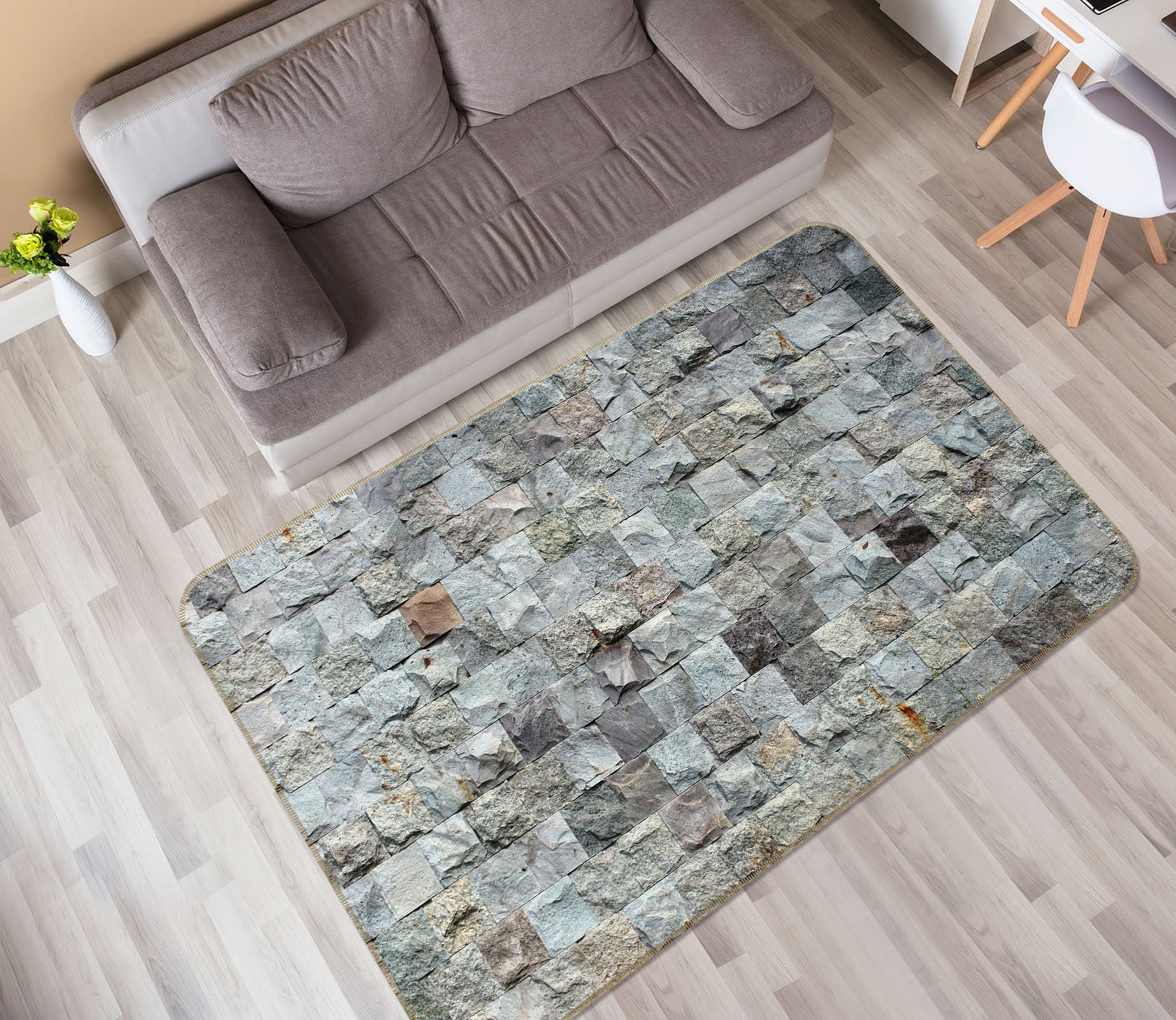 3D Stone Brick 31054 Non Slip Rug Mat