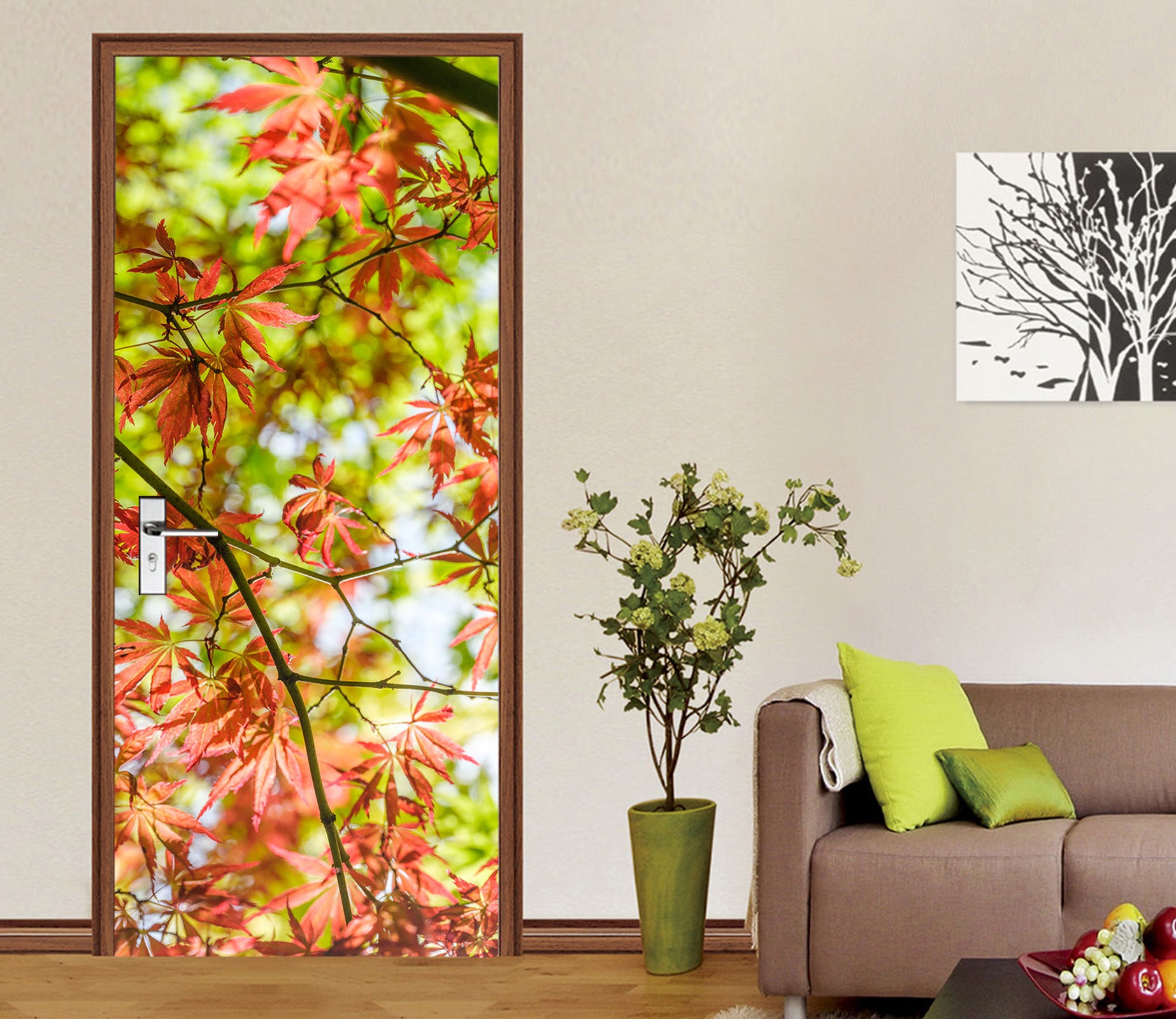 3D Red Maple Leaf 5166 Assaf Frank Door Mural