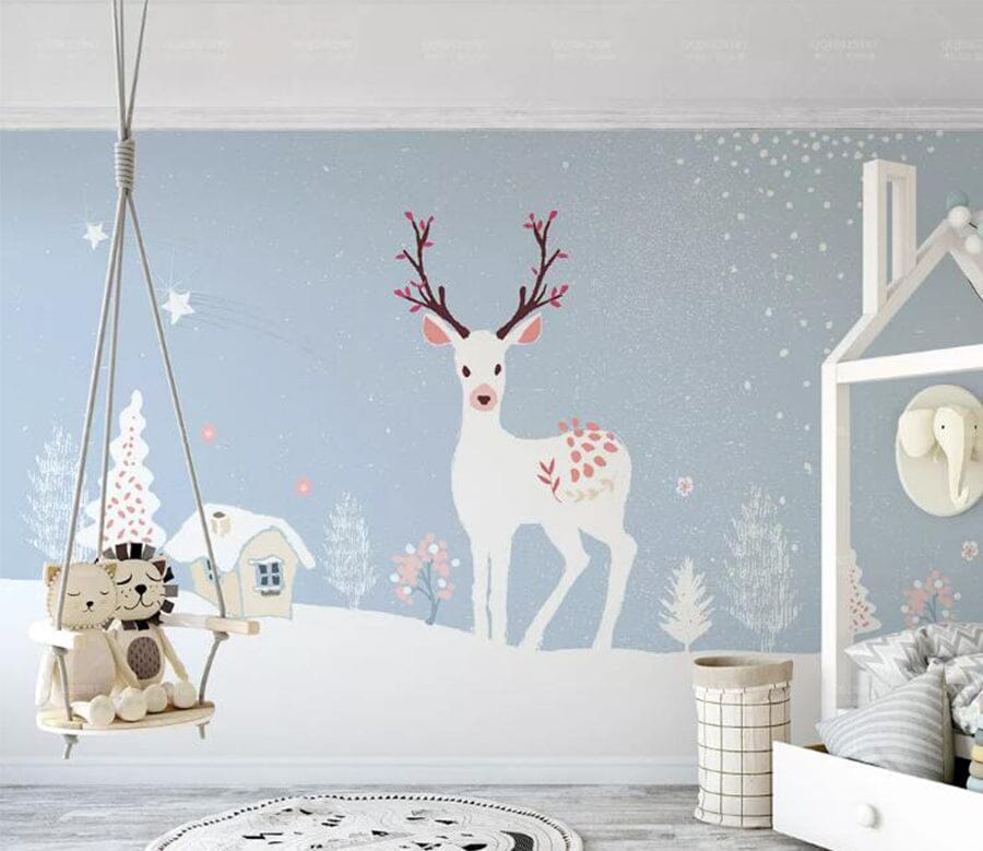 3D Heavy Snow Fawn WC128 Wall Murals Wallpaper AJ Wallpaper 2 
