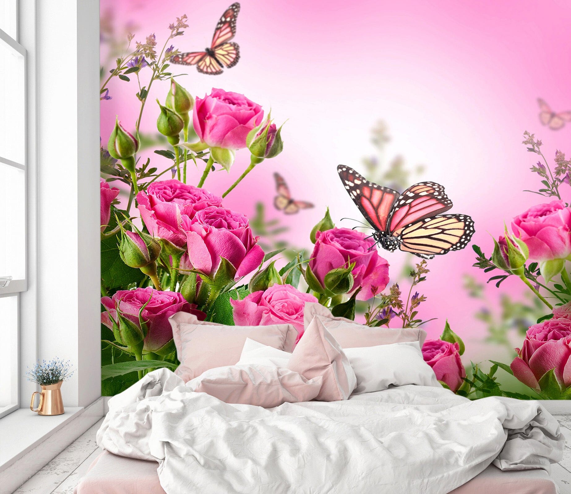 3D Rose Butterfly 394 Wall Murals Wallpaper AJ Wallpaper 2 