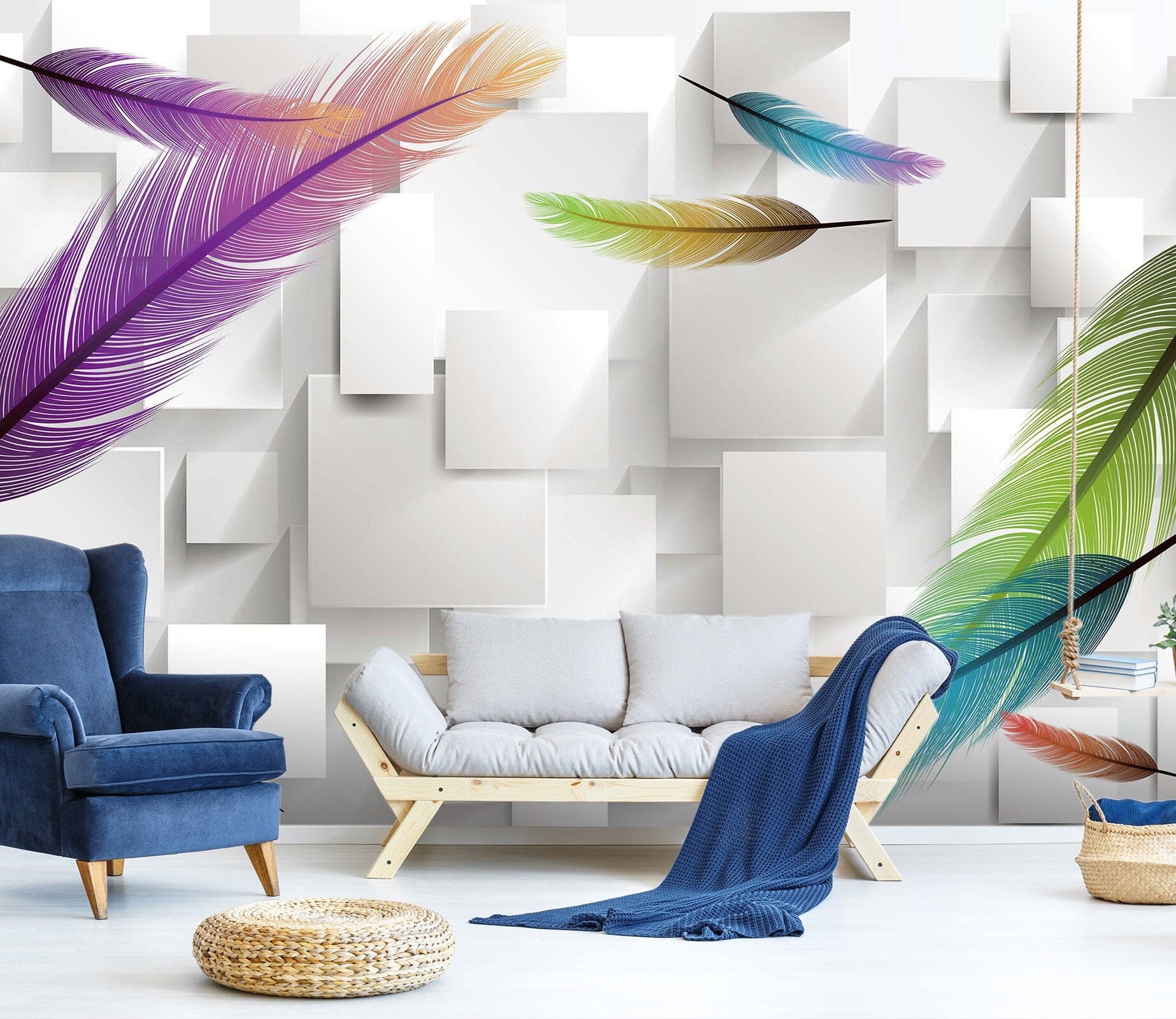 3D Colored Feathers 1402 Wall Murals Wallpaper AJ Wallpaper 2 