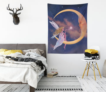 3D Moon Girl 11735 Vincent Tapestry Hanging Cloth Hang