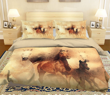 3D Foggy Horse 1964 Bed Pillowcases Quilt Quiet Covers AJ Creativity Home 