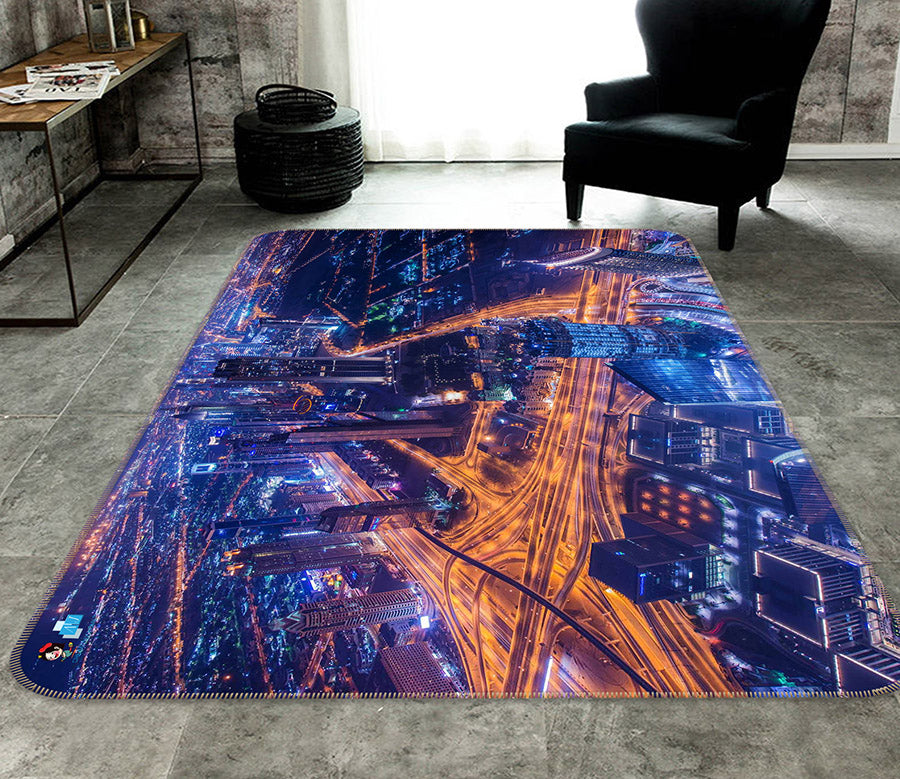 3D City Night View 66054 Non Slip Rug Mat