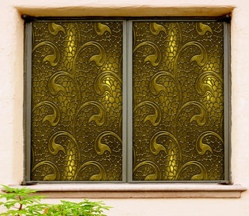 3D Yellow Leaves 198 Window Film Print Sticker Cling Stained Glass UV Block