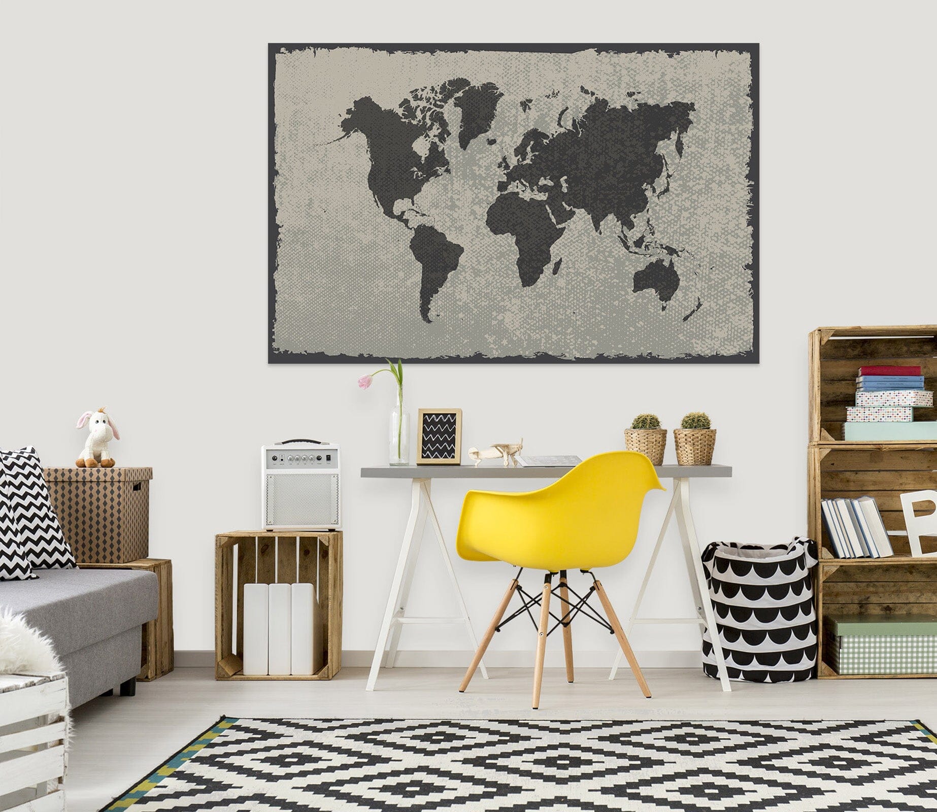 3D Black Painting 104 World Map Wall Sticker Wallpaper AJ Wallpaper 2 