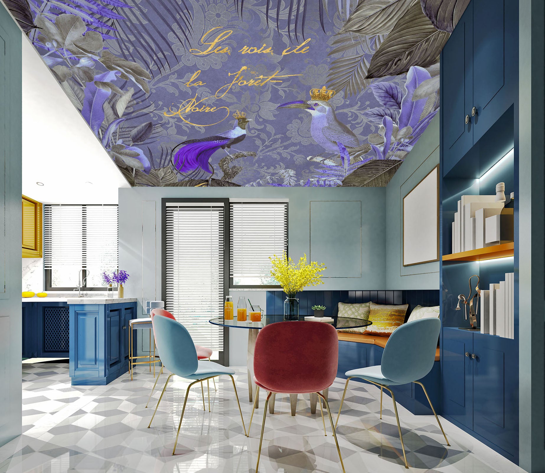 3D Purple Bird 5266 Andrea Haase Ceiling Wallpaper Murals