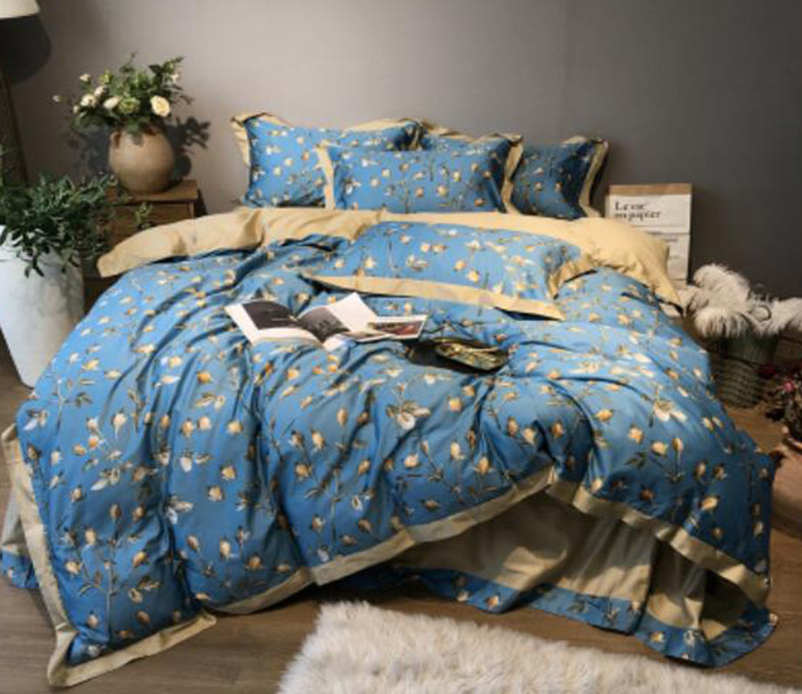 3D Blue Flowers 40048 Bed Pillowcases Quilt