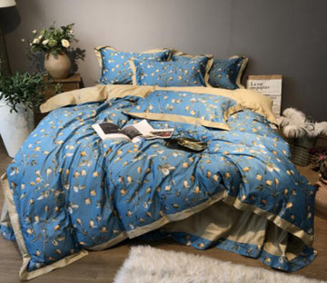 3D Blue Flowers 40048 Bed Pillowcases Quilt