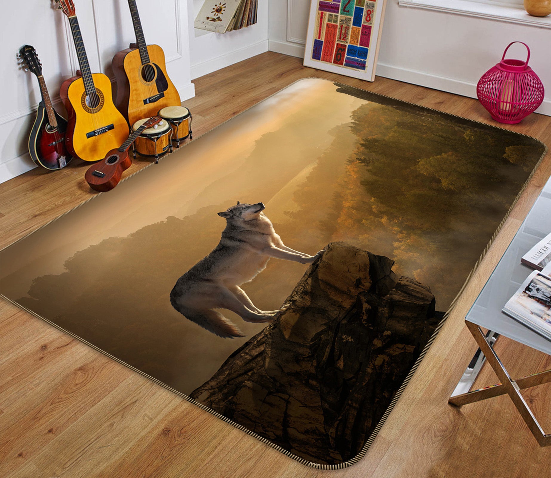 3D Cliff Wolf 82169 Animal Non Slip Rug Mat