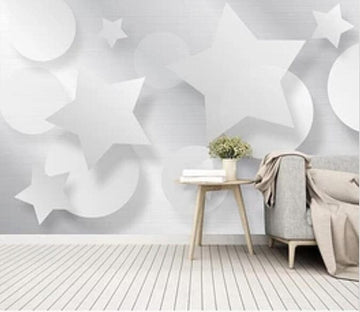 3D White Stars 2187 Wall Murals