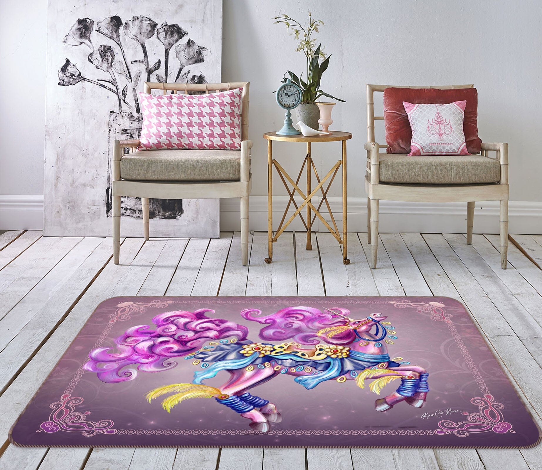 3D Purple Unicorn 3010 Rose Catherine Khan Rug Non Slip Rug Mat Mat AJ Creativity Home 