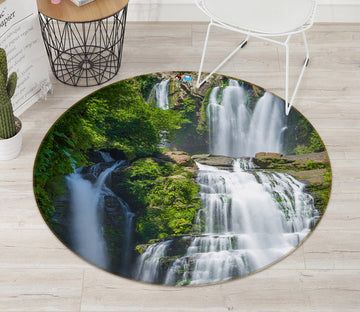 3D Mountain Waterfall 69129 Round Non Slip Rug Mat