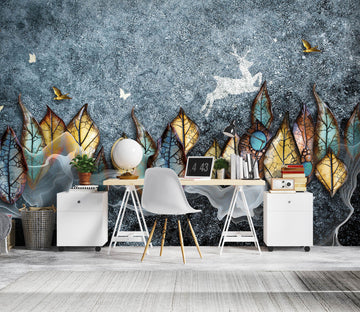 3D Yellow Leaves 1058 Wall Murals