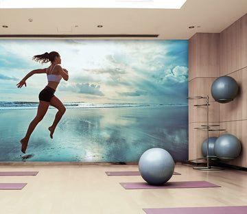 3D Beach Running 040 Wall Murals Wallpaper AJ Wallpaper 2 