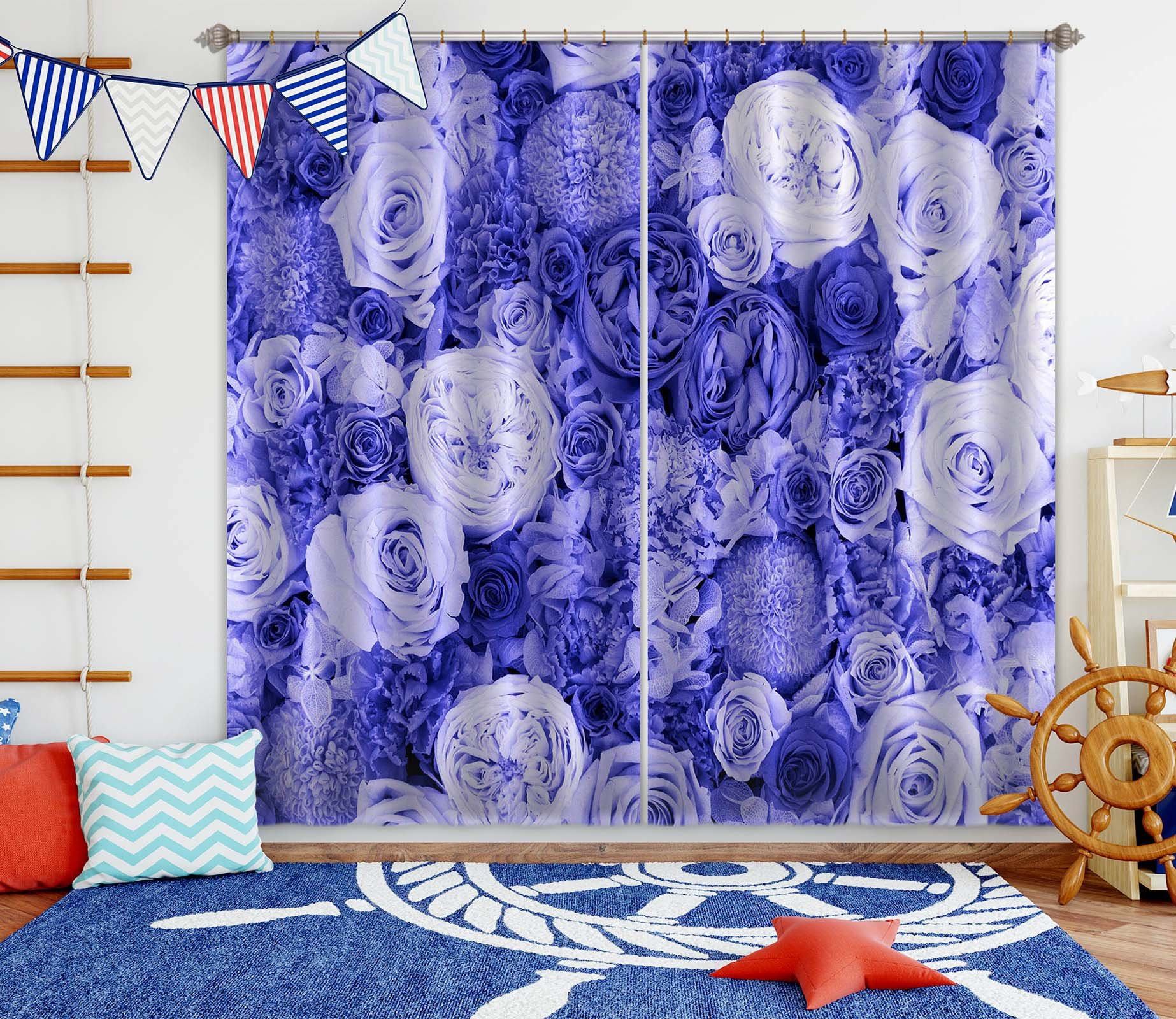 3D Beautiful Rose 042 Noirblanc777 Curtain Curtains Drapes Curtains AJ Creativity Home 