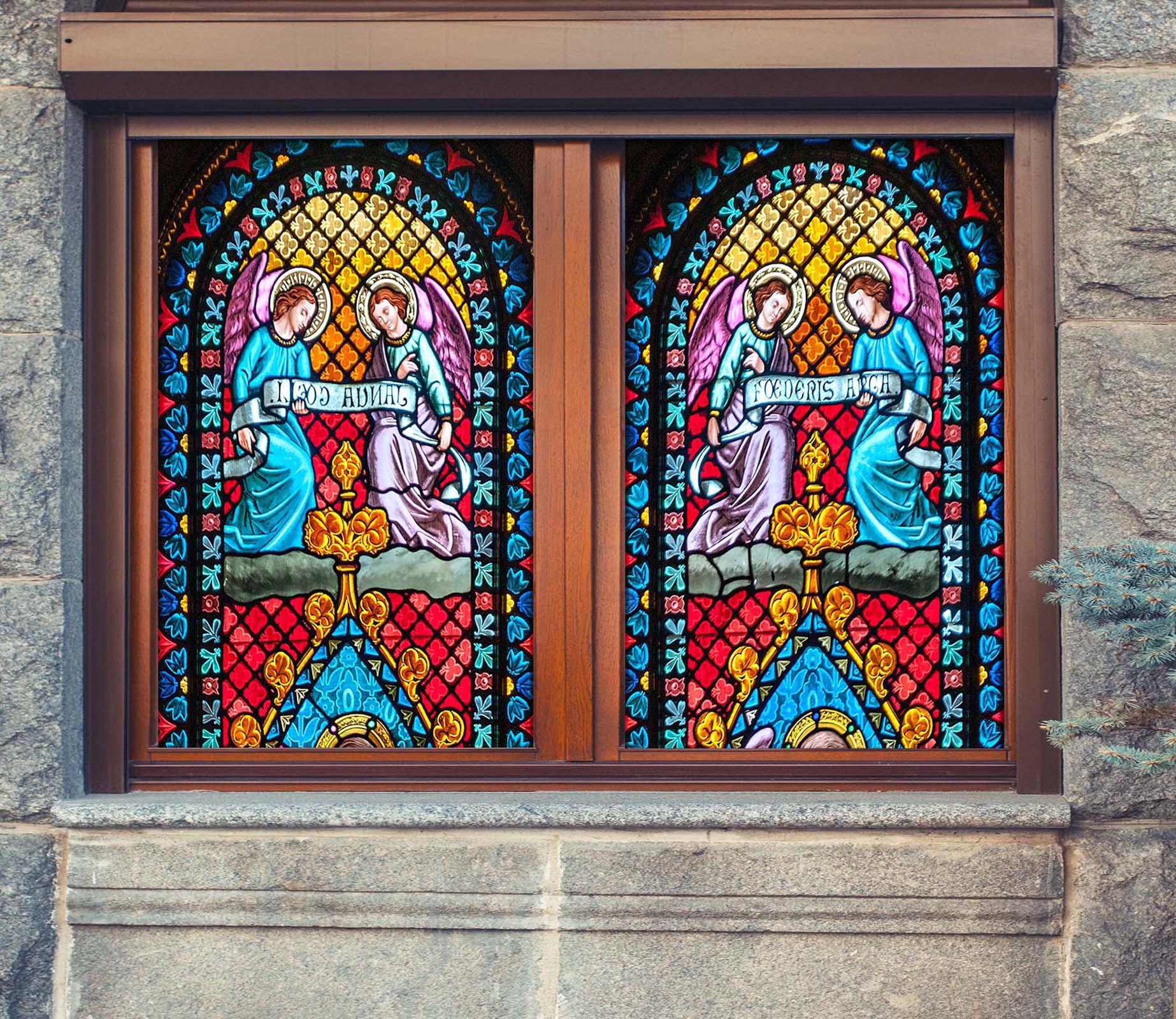 3D Church Angel 293 Window Film Print Sticker Cling Stained Glass UV Block