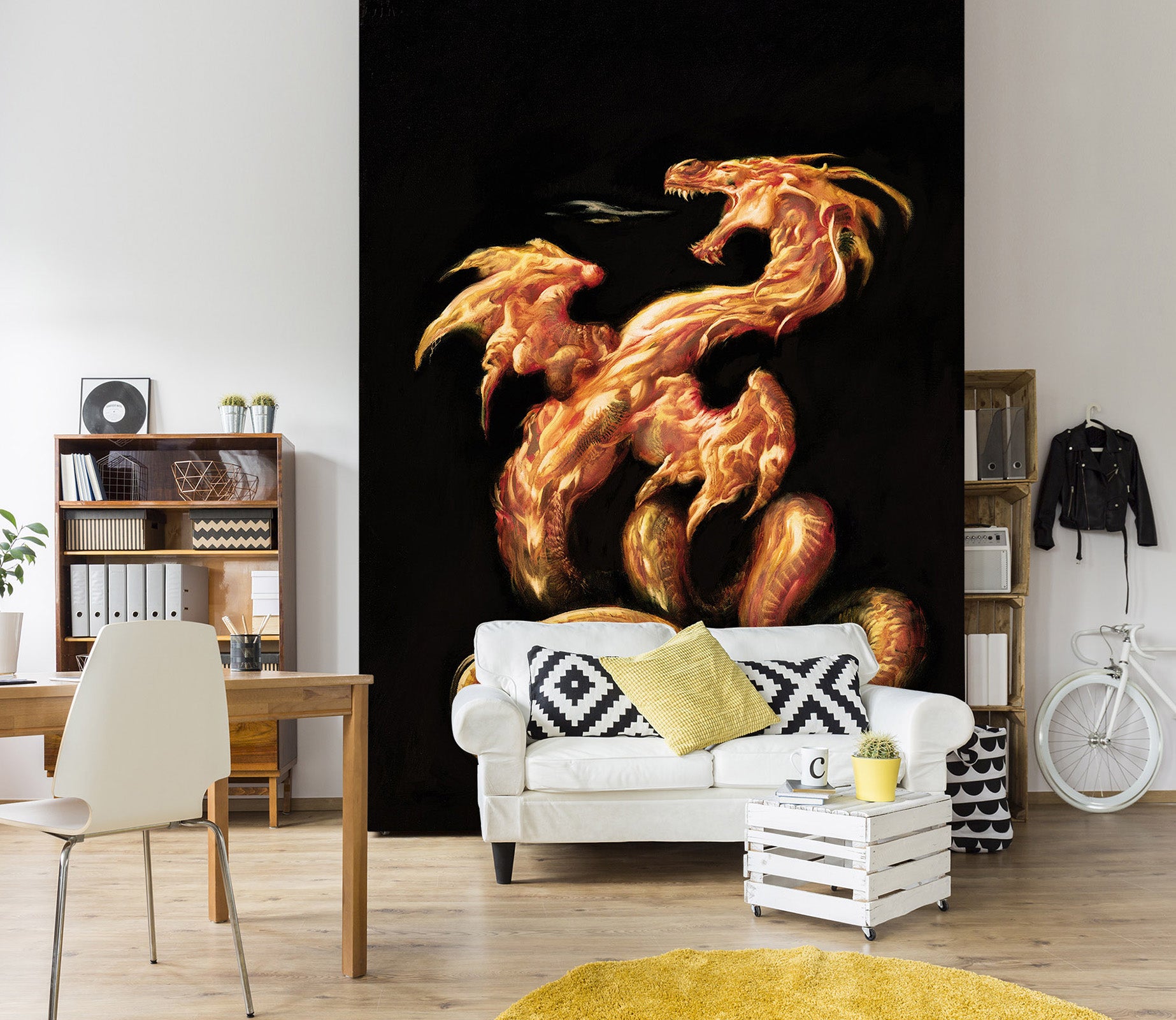 3D Golden Dragon 7139 Ciruelo Wall Mural Wall Murals