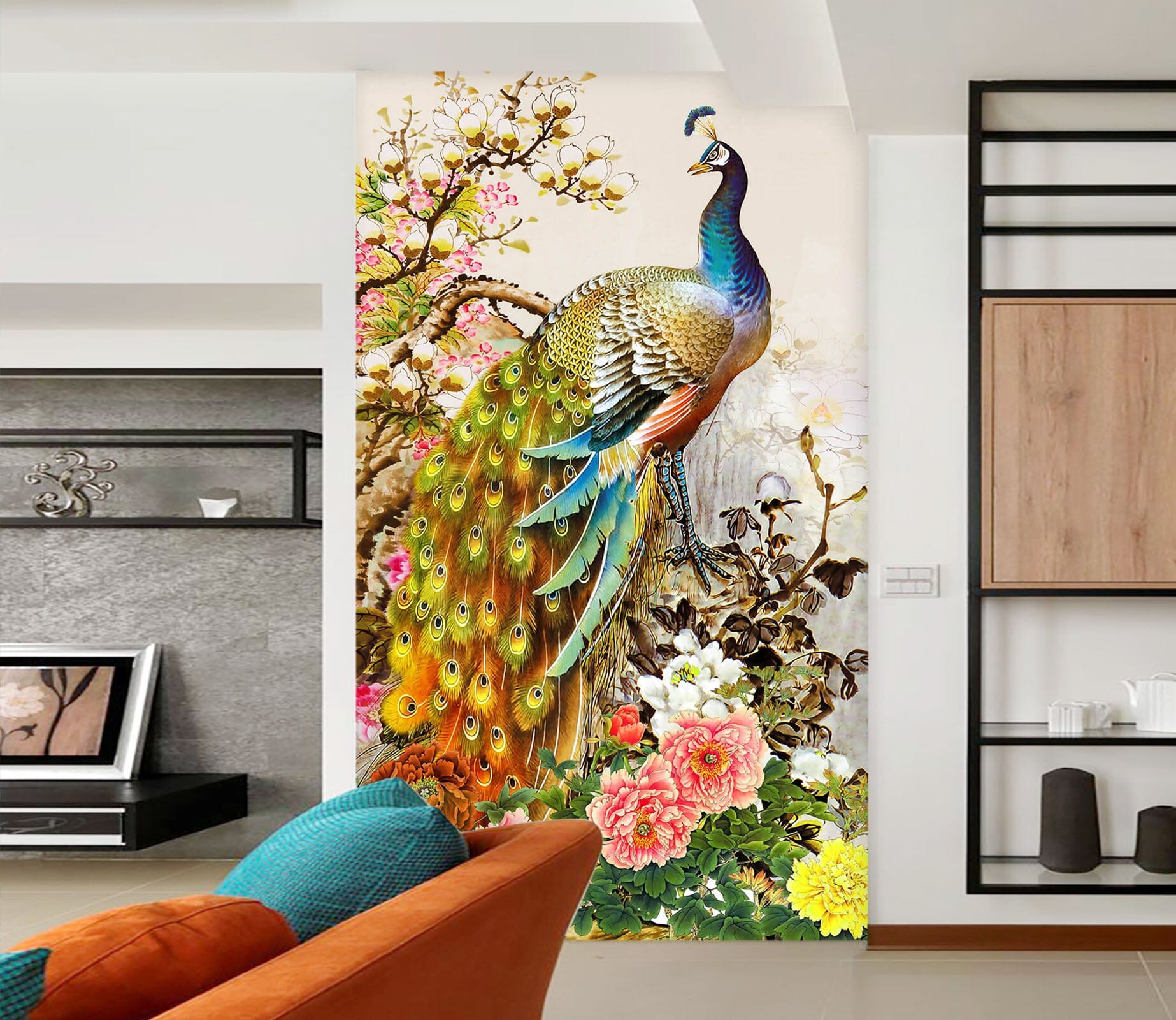 3D Flower Peacock 1875 Wall Murals Wallpaper AJ Wallpaper 2 