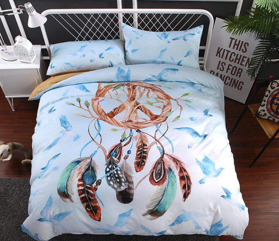 3D Dove Feather Flat Symbol 1091 Bed Pillowcases Quilt