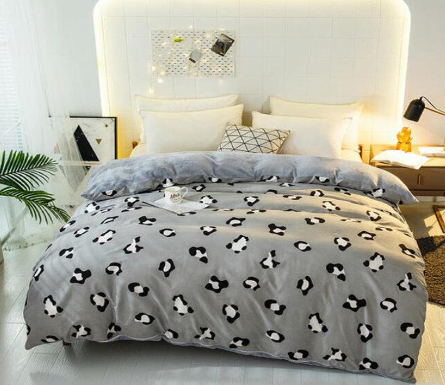 3D Grey Leopard Pattern 3051 Bed Pillowcases Quilt
