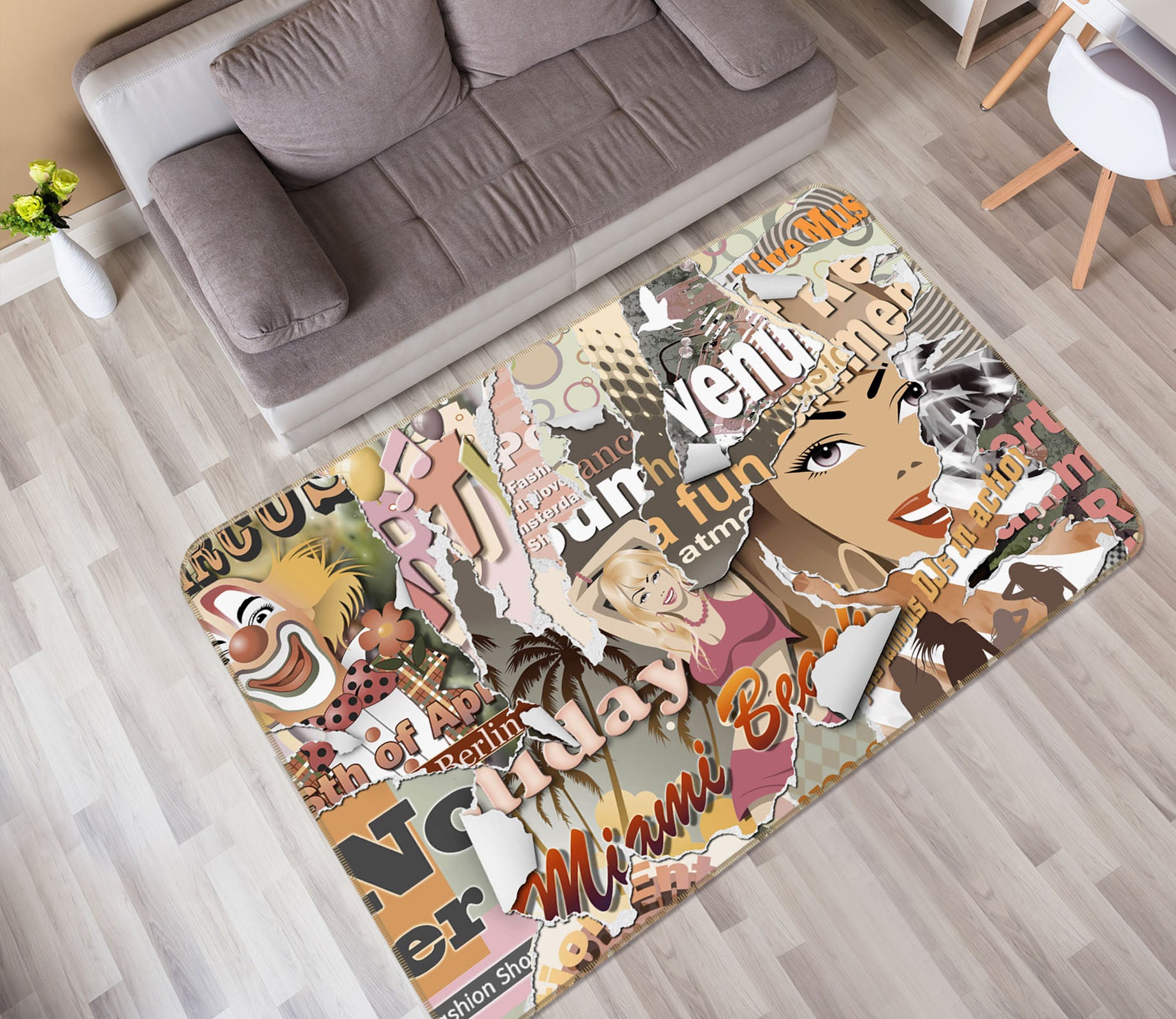 3D Letter Beauty Pattern 35223 Non Slip Rug Mat