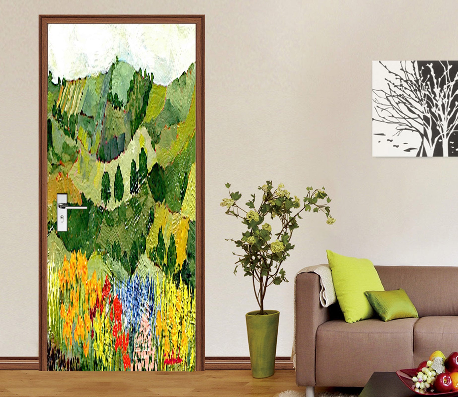 3D Field Block Flower Bush Painting 9327 Allan P. Friedlander Door Mural