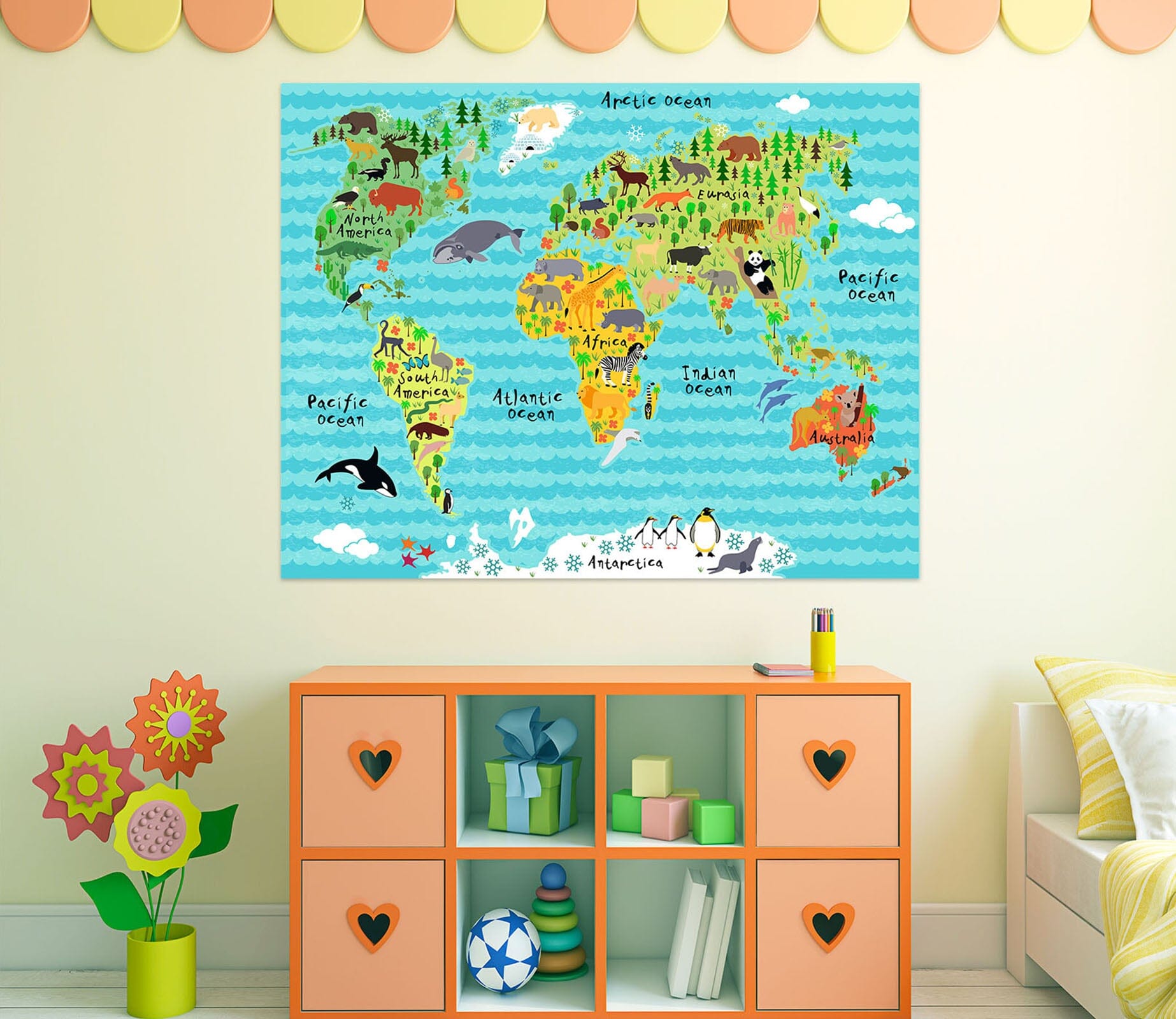 3D Colored Land 206 World Map Wall Sticker Wallpaper AJ Wallpaper 2 