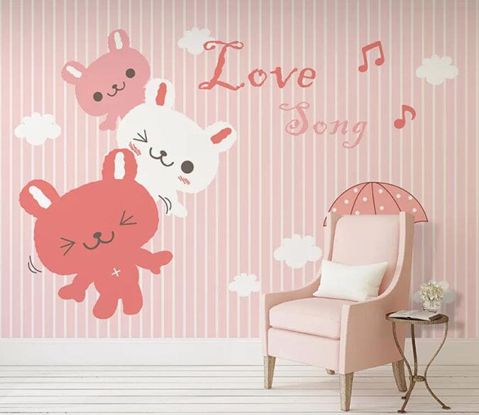 3D Cute Rabbit 1906 Wall Murals Wallpaper AJ Wallpaper 2 