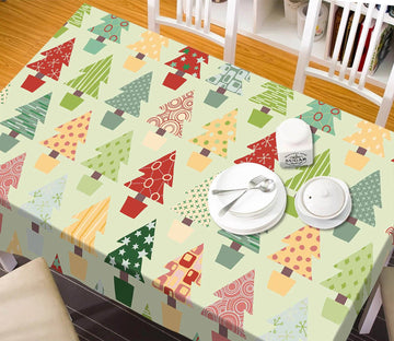 3D Cartoon Colored Christmas Tree 40 Tablecloths Tablecloths AJ Creativity Home 