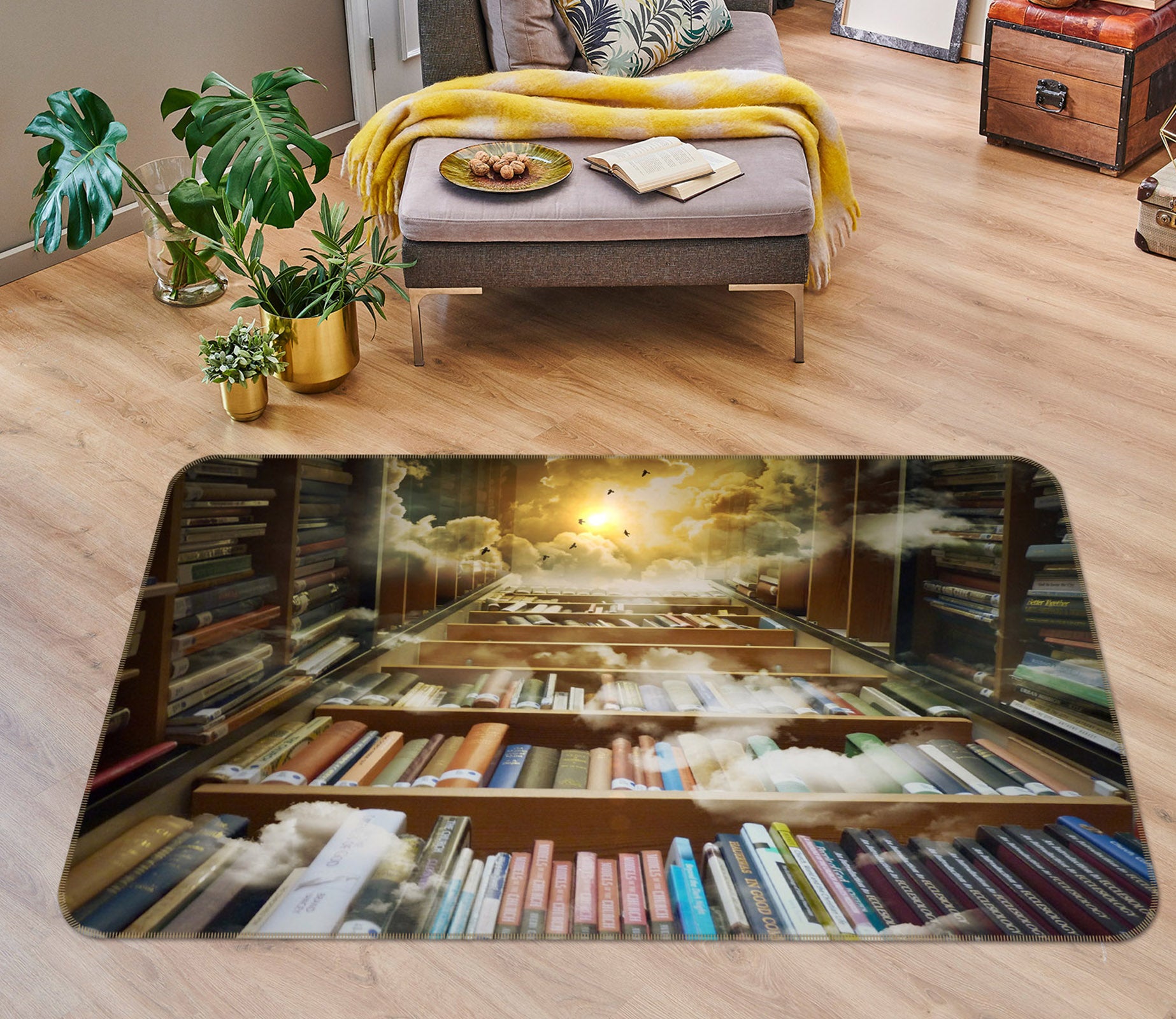 3D Bookshelf 36174 Non Slip Rug Mat