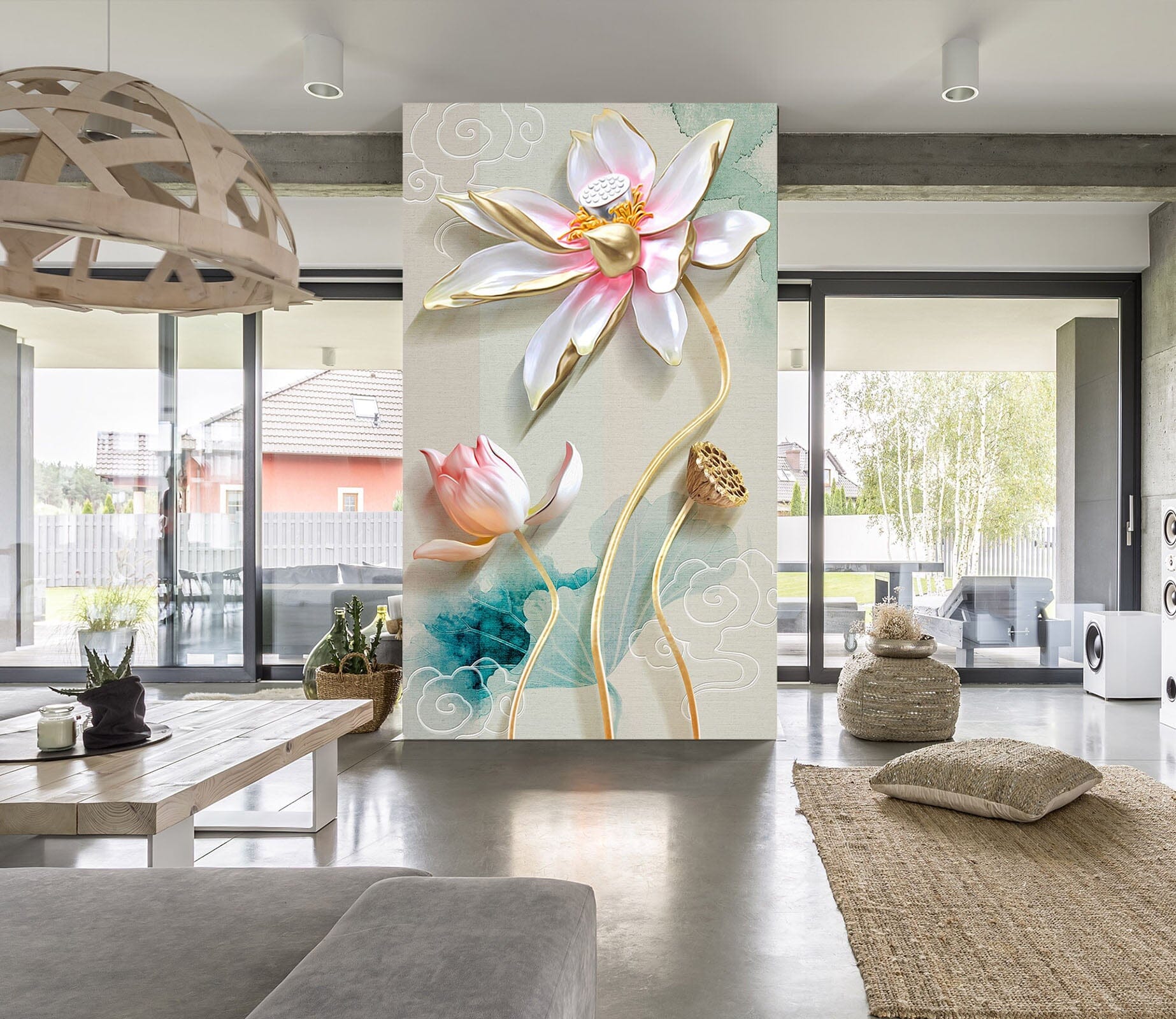 3D Painted Lotus 1856 Wall Murals Wallpaper AJ Wallpaper 2 
