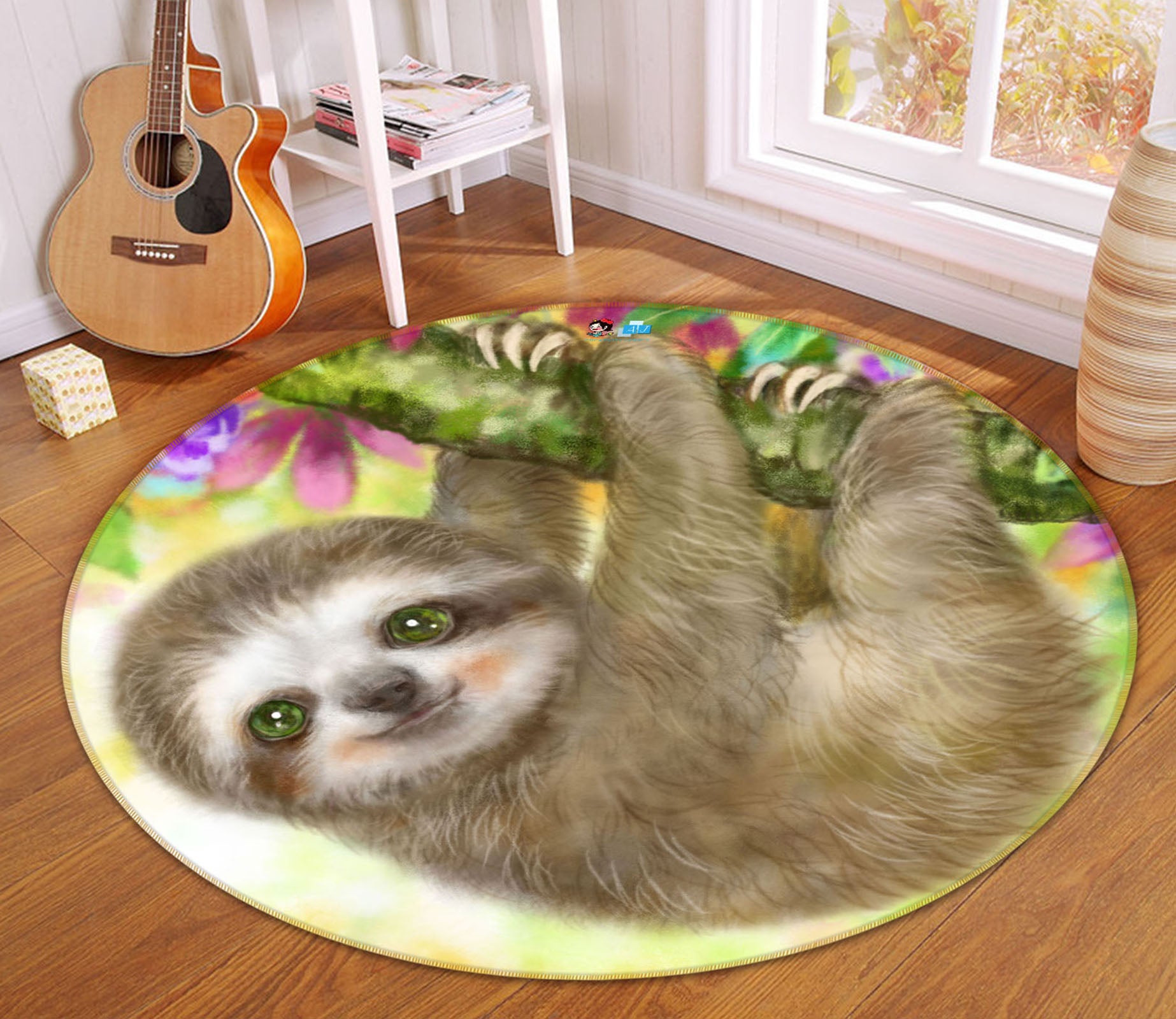 3D Cute Sloth 6067 Kayomi Harai Rug Round Non Slip Rug Mat
