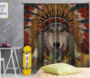 3D Wolf Spirit Chief 095 Vincent Hie Curtain Curtains Drapes Curtains AJ Creativity Home 