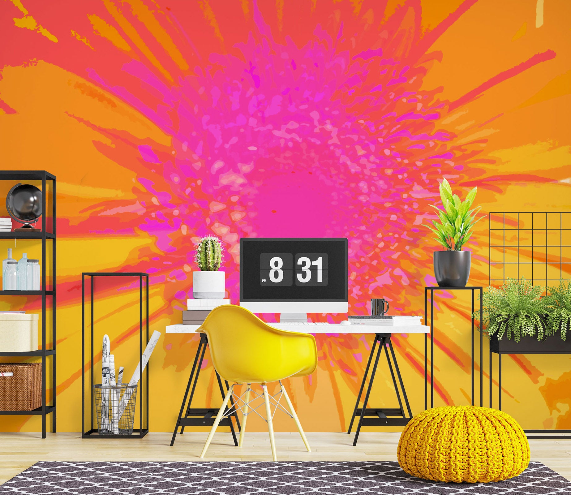 3D Pink Orange Flower 19123 Shandra Smith Wall Mural Wall Murals