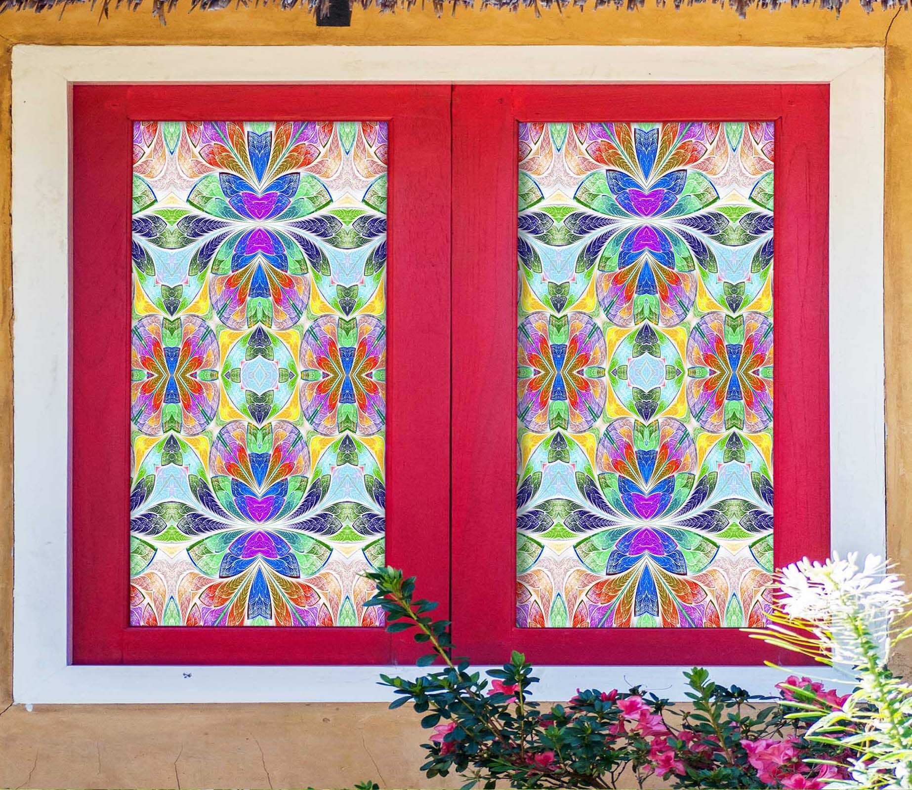 3D Colored Flower 339 Window Film Print Sticker Cling Stained Glass UV Block Wallpaper AJ Wallpaper 2 