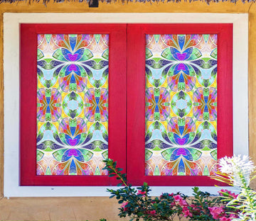 3D Colored Flower 339 Window Film Print Sticker Cling Stained Glass UV Block